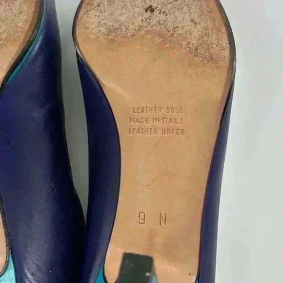 Ellen Tracy heels 8 N purple blue color block Italian leather 80s 90s vintage - Picture 8 of 12